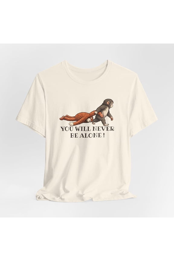 Cute Snow Macaque You Will Never Be Alone Monkey Punch Viral Meme Graphic Tee - Comfort Colors Unisex Cotton T-Shirt, Sizes S-5XL