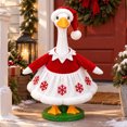 thumbnail image 1 of Cute Snowflake 23 inch Porch Goose Outfit Set Red Velvet Top White Skirt for Lawn Goose Statues Christmas Winter Patio Yard Decor, 1 of 7