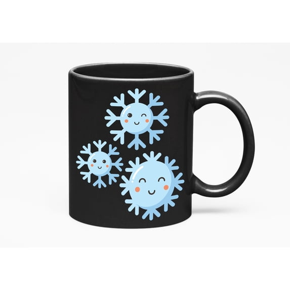 Cute Snowflakes, Christmas or Winter, Black 11oz Ceramic Mug