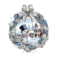 thumbnail image 1 of Cute Snowman Acrylic Pendant, Blue White Wreath, Xmas Tree Accessories, Glitter Christmas Ornament for Tree Hanging Ornament with Bows & Pearl, Round Decoration for Home, 1 of 5