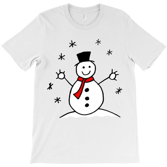 Cute Snowman Cartoon Themed Christmas Holiday Graphic Design Style Fun G32956 Unisex T-Shirt, Up to Size 5XL
