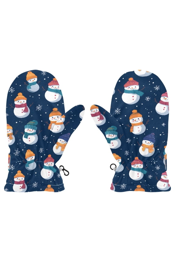 Cute Snowman Christmas Cold Weather Mittens Cozy Gloves with Adjustable Fit Perfect for Outdoor Fun