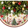 thumbnail image 1 of Cute Snowman Christmas Tree Skirt, Plush Tree Skirts for Farmhouse, Christmas Tree Decoration Decor, Christmas Decorations Skirt for Tree, Holiday Home Party Decor, 36 inch, 1 of 6