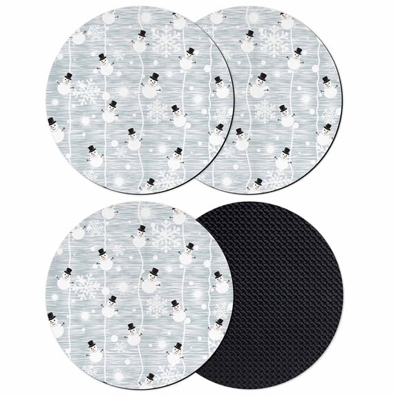 Cute Snowman Coasters Set of 4, Absorbent Coasters for Drinks, Christmas Snowflake Xmas Winter Snowball Coaster for Desk Coffee Table Protection, Home Decor House Warming Gifts 4"