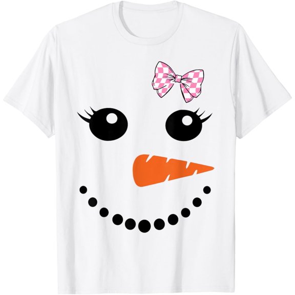Cute Snowman Coquette Bow Snowgirl Costume T-Shirt Tshirt All Size S-5XL