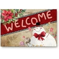 thumbnail image 1 of Cute Snowman Farmhouse Entrance Door Mat, Christmas Poinsettia Low Profile Tradition Christmas Decor Welcome Mat, Non-Slip Carpet Rugs Floor Mat Decorative for Home/Bathroom/Kitchen - 20" x 31.5", 1 of 6
