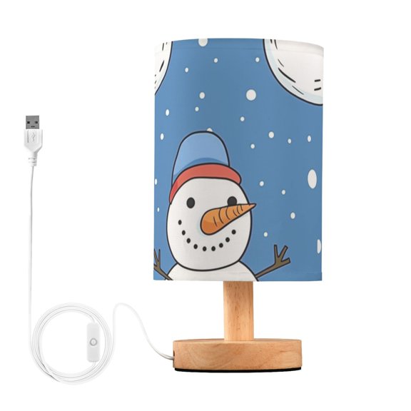 Cute Snowman Hand Painted Style Table Lamp with USB Port LED Warm Light Lamp Night Light Home Decor