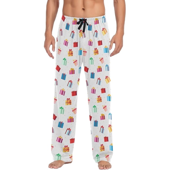 Cute Snowman Hat Christmas Pajama Pants Mens Lounge Pants Super Soft Men Pajama Bottoms with Drawstring & Pockets