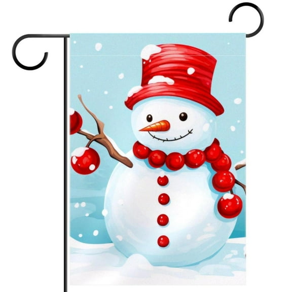 Cute Snowman House Flag Double Sided Vertical 28X40 Inch Farmhouse Decor for Seasonal Holiday Yard Garden Outside Outdoor Banners Decorative