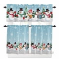 thumbnail image 1 of Cute Snowman Kitchen Curtains and Valances Set, Snowflake Winter Blue Christmas Rod Pocket Window Valance 18 Inch Window Curtain Panels for Living Room Bedroom Laundry, 27.5x24in, 3 Pieces, 1 of 7