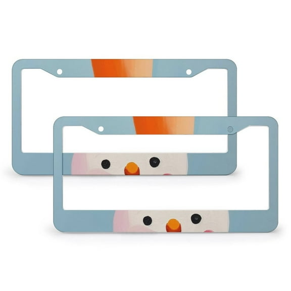 Cute Snowman License Plate Frames 2 PCS Vintage Christmas License Plate Cover Frame for US And CA 2 Hole Stainless Aluminum License Plate Cover