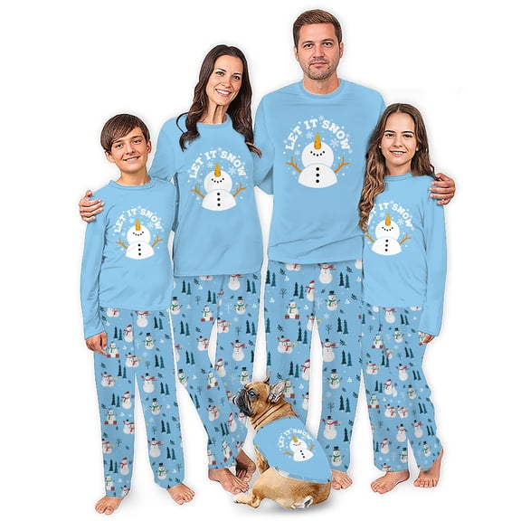 Cute Snowman Matching Christmas PJ Set, Plus Size Matching Xmas Pajamas, Size NB - Men 6XL