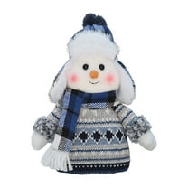 Cute Snowman Plush Knit Doll, Christmas Handmade Gift, Indoor Snowman Figurines for Home, Winter Table Top Decorations - A