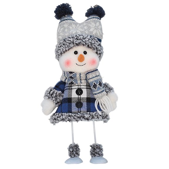 Cute Snowman Plush Knit Doll, Christmas Handmade Gift, Indoor Snowman Figurines for Home, Winter Table Top Decorations - F