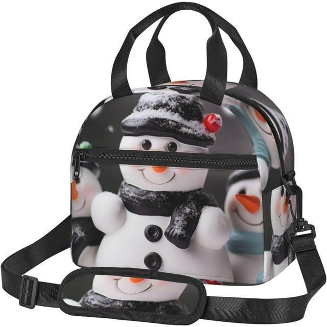 Cute Snowman Print Lunch Box For Women Men Reusable Insulated Cooler Cute Snowman Print Lunch Box For Women Men Reusable Insulated Cooler