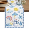 thumbnail image 1 of Cute Snowman Table Runner 70 Inches, Blue Weather Snowy Rainy Sun Rainbow Bed Runner Dresser Scarves Tabletop for Indoor Outdoor Parties/Ceremony/Banquet, 13" x 70", 1 of 9