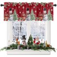 Cute Snowman Valance Curtain Christmas Tree Green Branch Berry