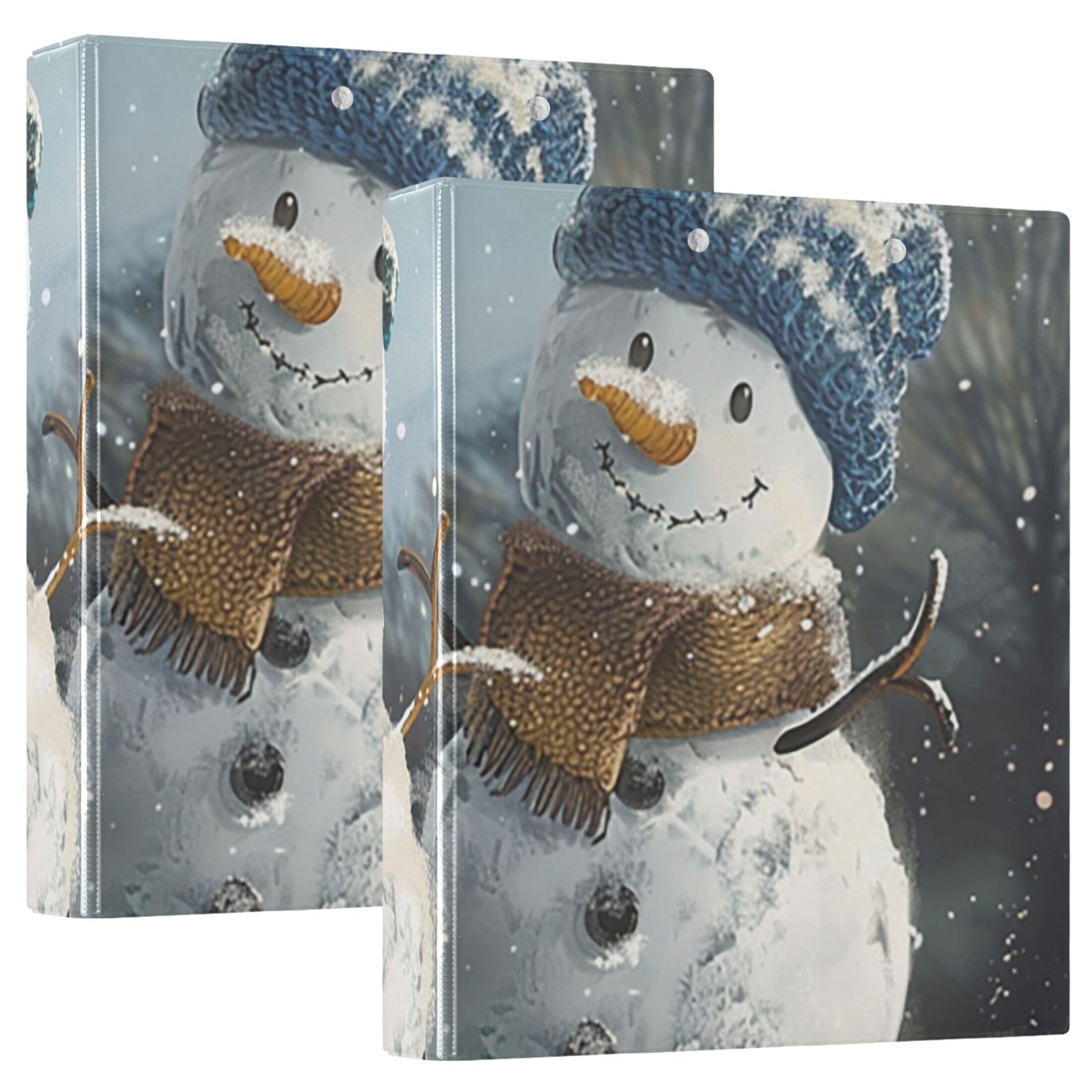 Cute Snowmans 3 Ring Binders 1.5 inch Hardcover File Folders with Interior Pockets A4 Size Organizer for School Office Hospital