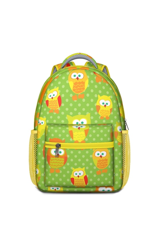Cute Snowy Owl Backpack – Big Eyes Cartoon Pattern Schoolbag with Night and Owl Theme for