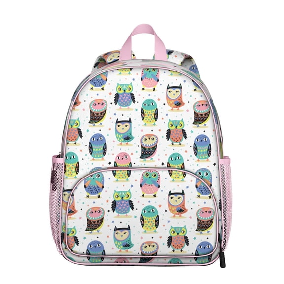 Cute Snowy Owl Student Backpack – Big Eyes Cartoon Owl Print With Night Pattern Design For Student