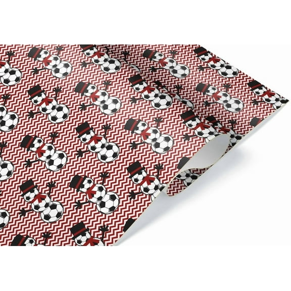 Cute Soccer Ball Snowman Christmas Thick Wrapping Paper, Outdoor Sport Holiday Gift Wrap, Xmas Christmas Decor, Christmas Wrapping Paper Gift