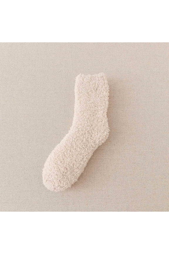 Cute Socks for Women Crew, Winter Women Coral Fleece Socks Middle Tube Sleeping Home Stocking New Cotton Socks for Women Ankle Style B-98 Khaki One Size