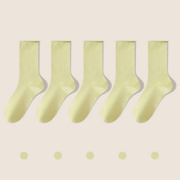Cute Socks for Women Crew New Women's Mid-Calf Solid Color Socks Comfortable Warm Breathable Multicolor Socks Style B-129 Green One Size