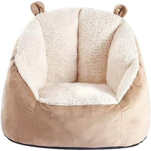 Cute Soft Bean Bag Chair for Kids with Fluffy Bear Ears, Cozee Fluffy Lazy Chair for Up to 10 Years Old Girls and Boys$$