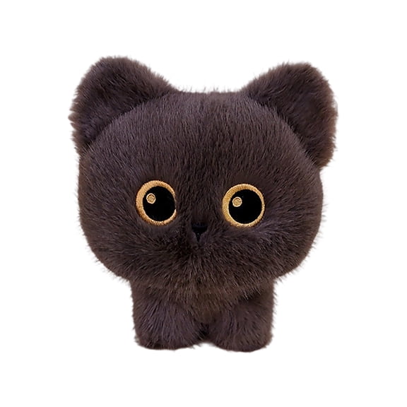 Cute Soft Black Cat Plush Toy, Adorable Stuffed Animal With Big Eyes & Pink Nose, Soft Plushie For Home Decoration, Birthday Gift For Kids & S