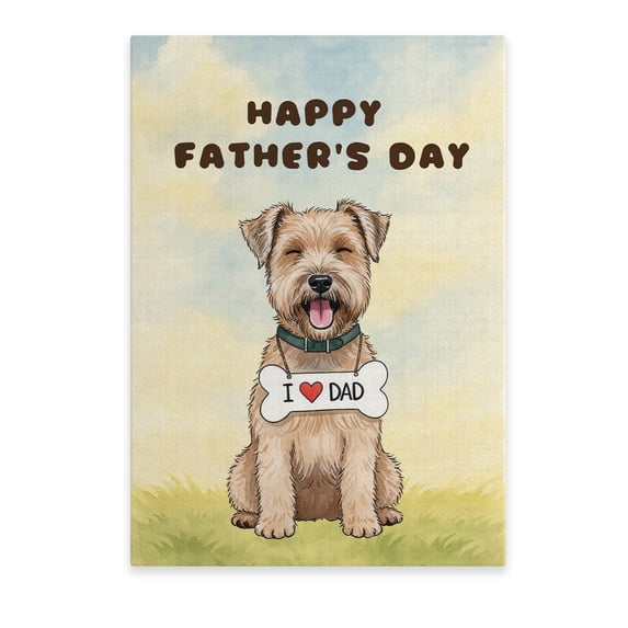 Cute Soft Coated Wheaten Terrier Loves Dad Happy Father's Day Vertical Matte Canvas Poster Wheatie Dog Lover Wall Art Home Decor - 12008