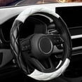 thumbnail image 1 of Cute Soft Microfiber Leather Anti-Slip Steering Wheel Cover, Universal 15 Inch for Women Girls, Fit Vehicles, Sedans, SUVs, Vans, Trucks - Black and White, 1 of 12