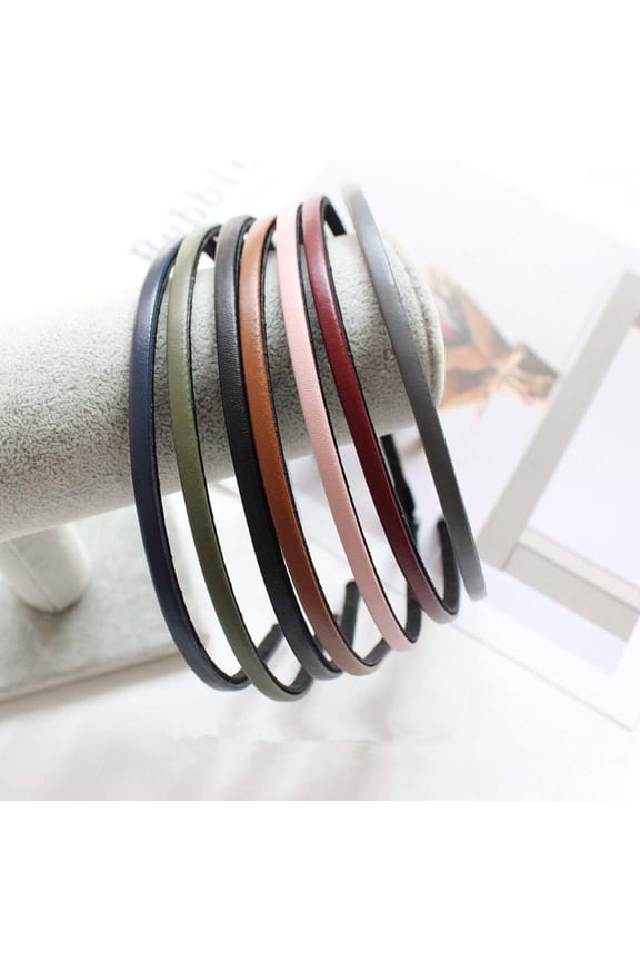 Cute Solid Simple Leather Covered Party Headband Hair Bows Loop Clasp Glitter Hairbands for Women and Girls