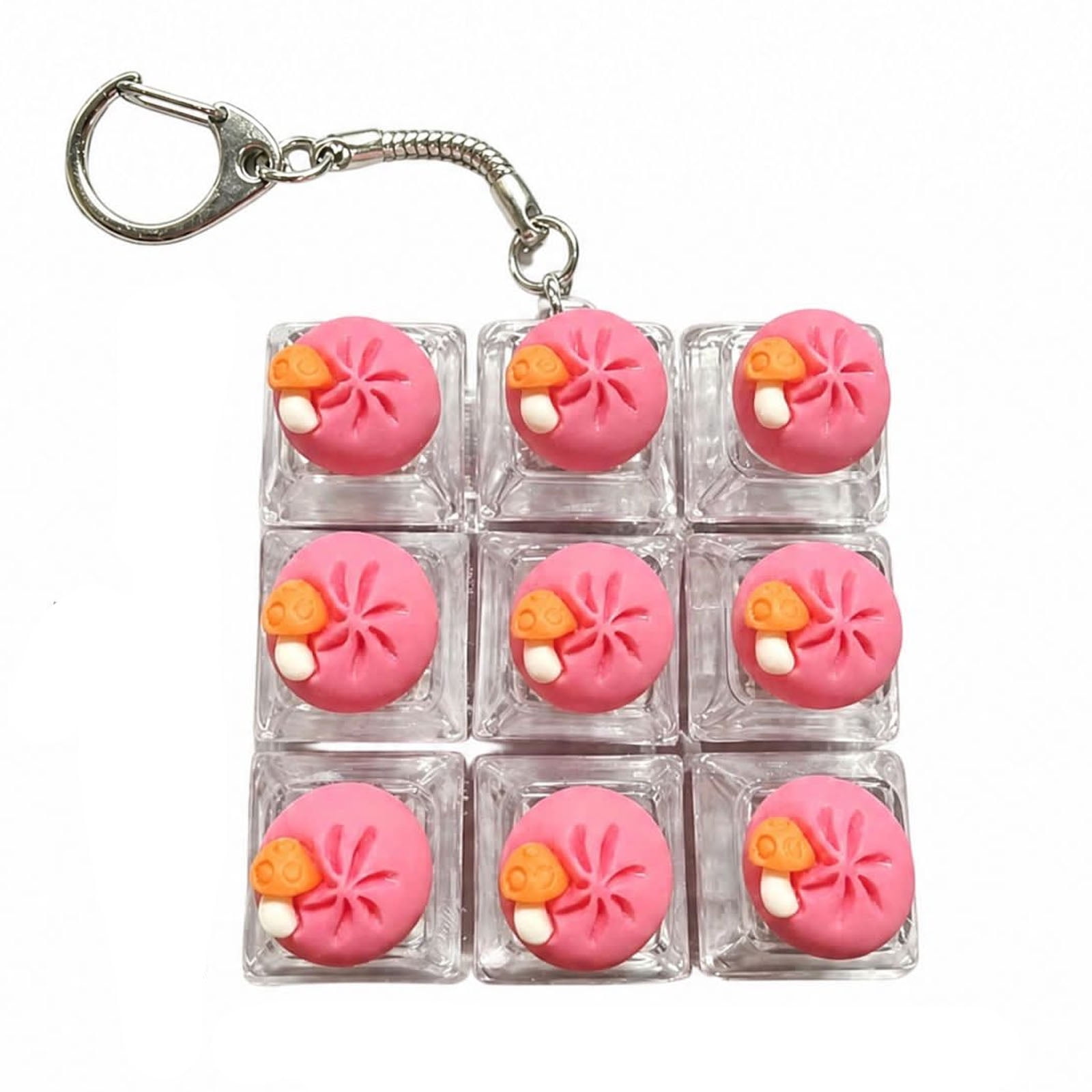 Fidget Button Key Chain Cute Soup Dumpling Fidget Toy Clicky Stress Relief Clicker Key chain ...