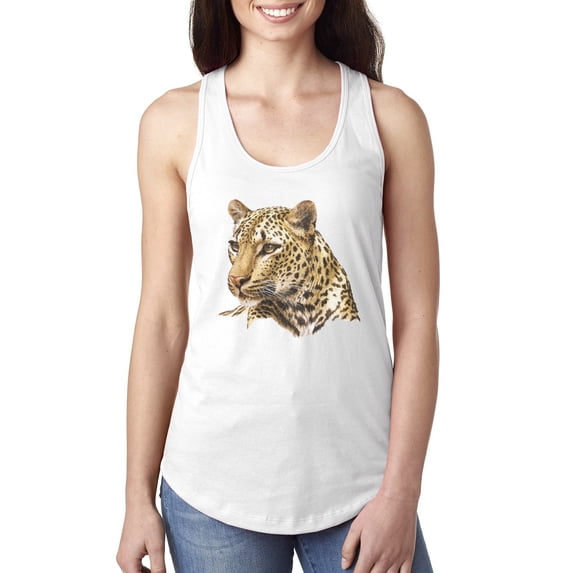 Cute Southeast African Cheetah Fashion Ladies Racerback Tank Top, White, Medium