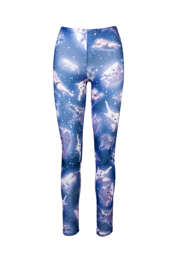 Cute Space Kitten Ladies Leggings - Midnight Navy - Medium