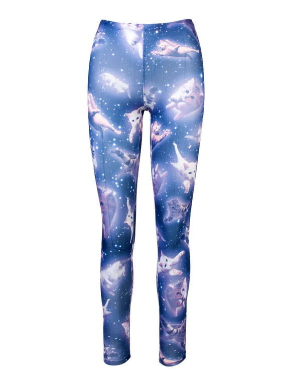 Cute Space Kitten Ladies Leggings - Midnight Navy - Small