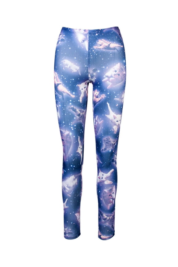 Cute Space Kitten Ladies Leggings - Midnight Navy - Small