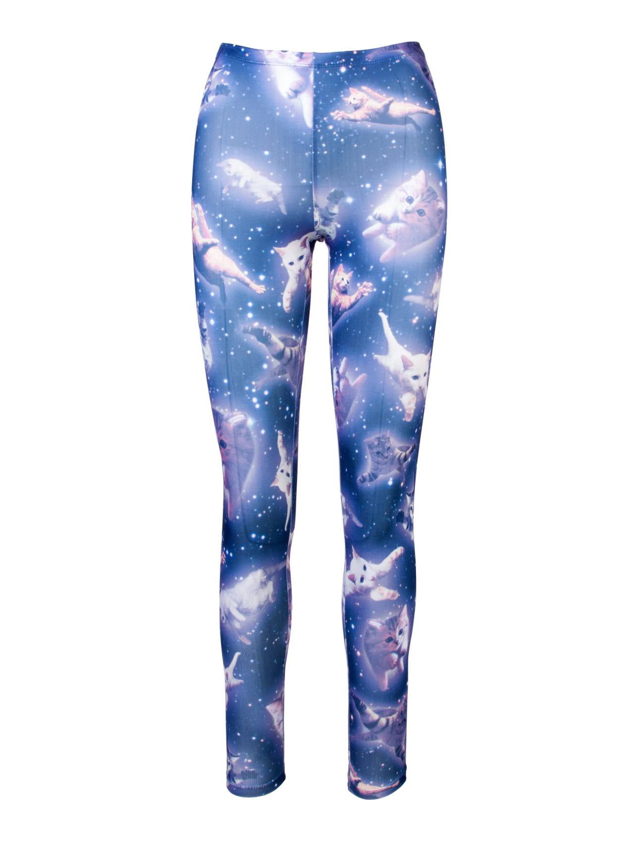 Cute Space Kitten Ladies Leggings Midnight Navy Small