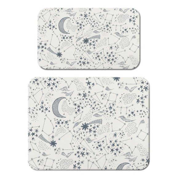 Cute Space Theme Coffee Station Mat 2pcs - Funny Rocket & Planets Design, Absorbent Non-Slip Counter Protector, Multi-Use Kitchen Mat