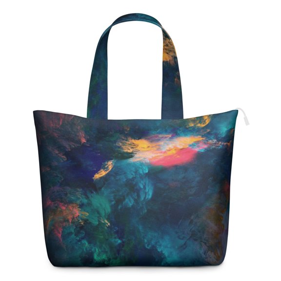 Cute Space-Themed Travel Tote Bag with Planets, Aliens, Spacecraft Artwork Large Capacity Weekender Bag with Multiple Pockets for Weekend Getaways Fitness