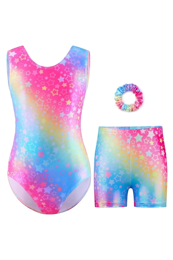 Cute Spandex Sleeveless Tank Dance Gymnastics Wear For Girls With Shorts Training Dancewear