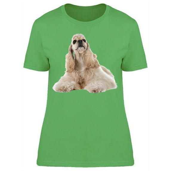 Cute Spaniel Dog Looks Up T-Shirt Women -Image by Shutterstock, Female XX-Large