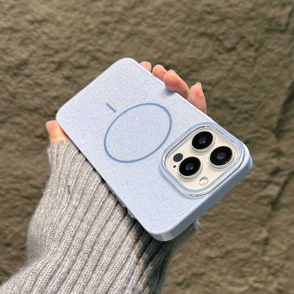 Cute Sparkly for iPhone 16 Case Compatible with MagSafe, Luxury Protective Shockproof Glitter Women Men Anti-Scratch Slim Phone Cover for iPhone 16 Magnetic Case - Blue