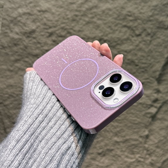 Cute Sparkly for iPhone 16 Pro Max Case Compatible with MagSafe, Luxury Protective Shockproof Glitter Women Men Anti-Scratch Slim Phone Cover for iPhone 16 Pro Max Magnetic Case - Purple