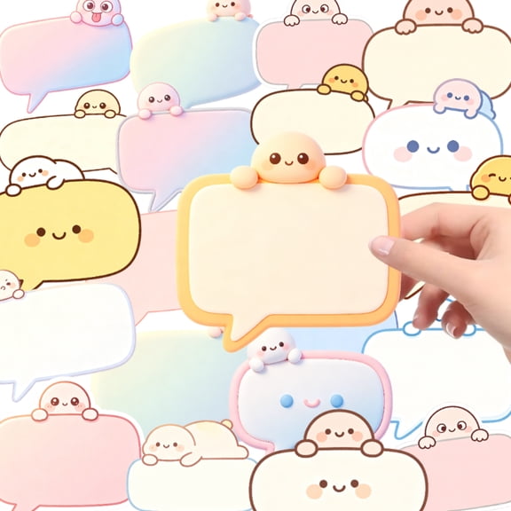 Cute Speech Bubble Sticker Labels, 150 Pcs Waterproof Blank Writeable Cartoon Stickers, Adorable Kawaii Text Box Stickers for Journaling, Planner, Scrapbooking, DIY Crafts, Notebook Decor