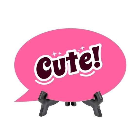 Cute! Speech Bubble Table Sign With Acrylic Stand (6” x 4”) | Party Decoration Supply