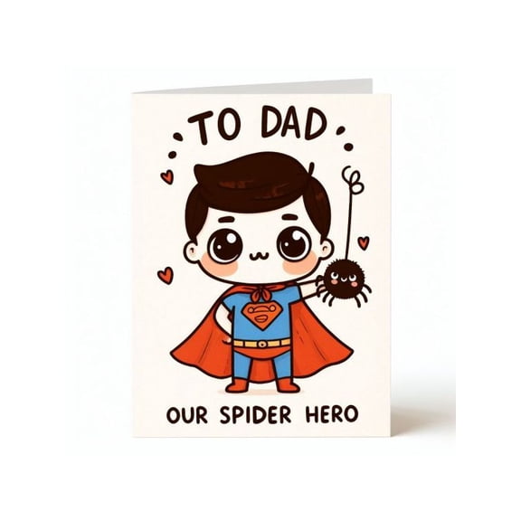 Cute Spider Hero Card for Dad  Adorable Superhero Design with Heart Motif  Perfect for Fathers Day, Birthdays, or Just Because