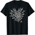 thumbnail image 1 of Cute Spider Web Cobweb Heart Halloween Orange T-Shirt, 1 of 3