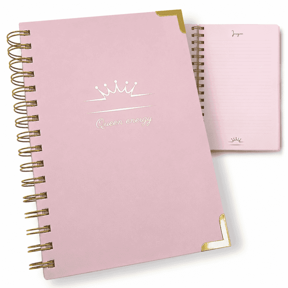 Journal for Women, A5 Hardcover Lined Cute Spiral Notebook Pink, 222 Pages, for School, Work, Goals & Dreams