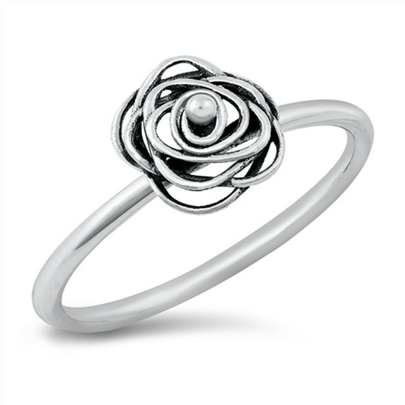 Cute Spiral Wrapped Rose Flower Ring .925 Sterling Silver Band Jewelry Female Male Unisex Size 4